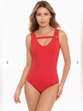 Amoressa One Piece Swimsuit Bash Red Cutout Back US 10 NWT Luxury Swim Resort